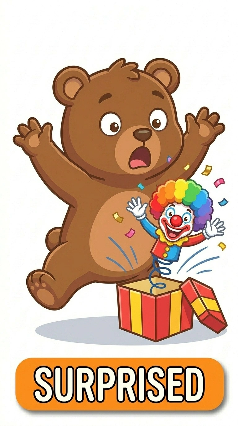 Surprised Benny Bear Emotion Flashcard