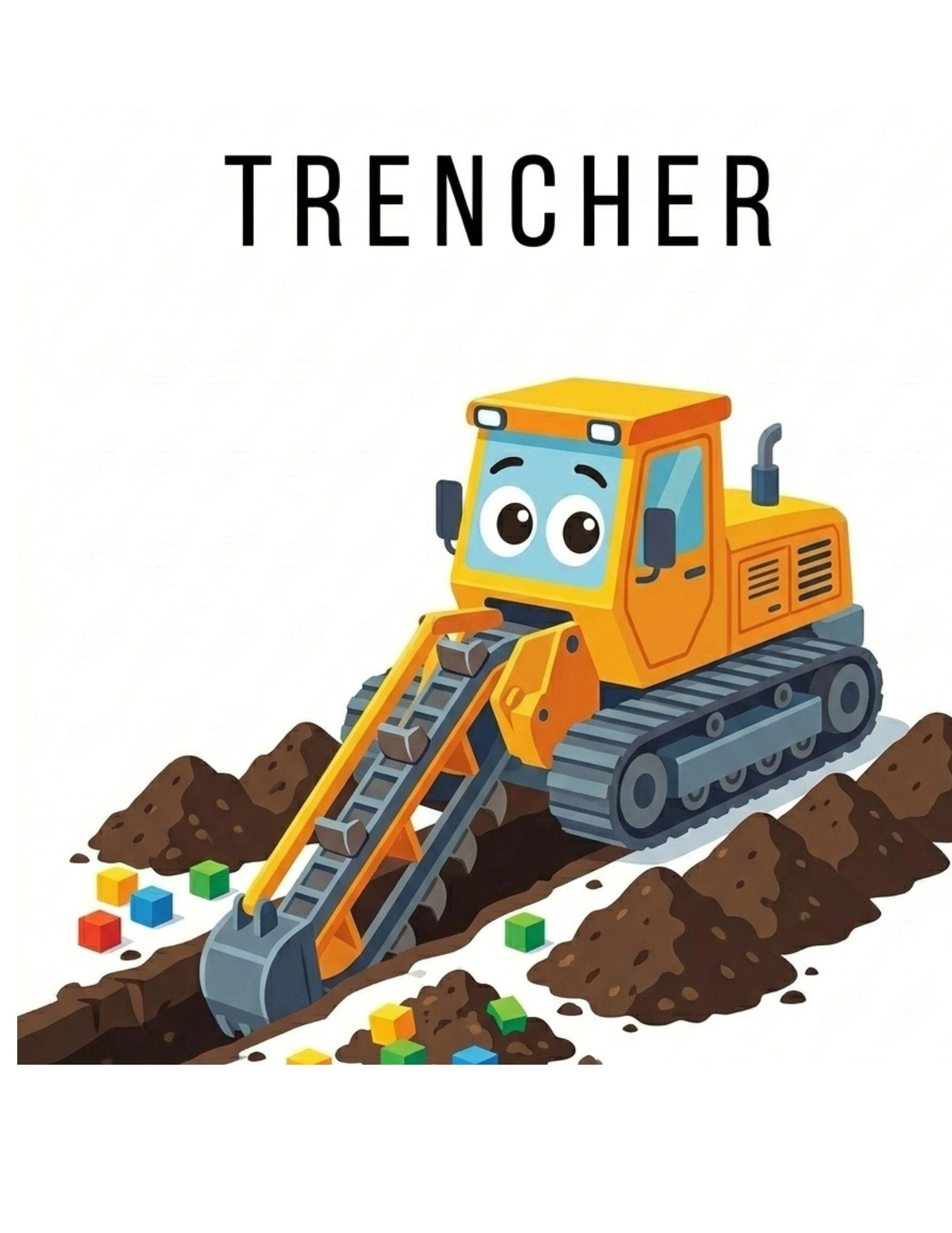 Trencher Construction Vehicle for Kids - Fun Digger Learning Card