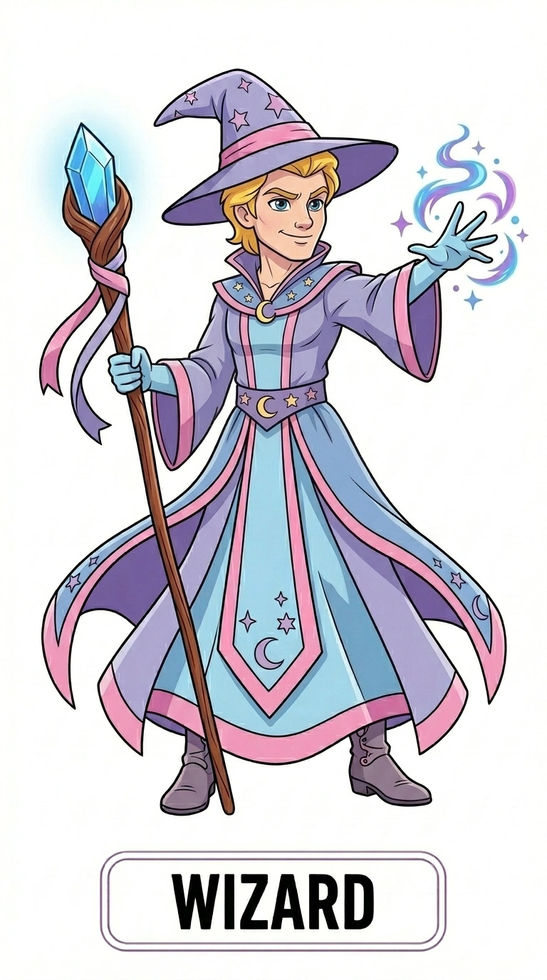Wizard Fairytale Character Flashcard for Kids - Magic Storybook Art