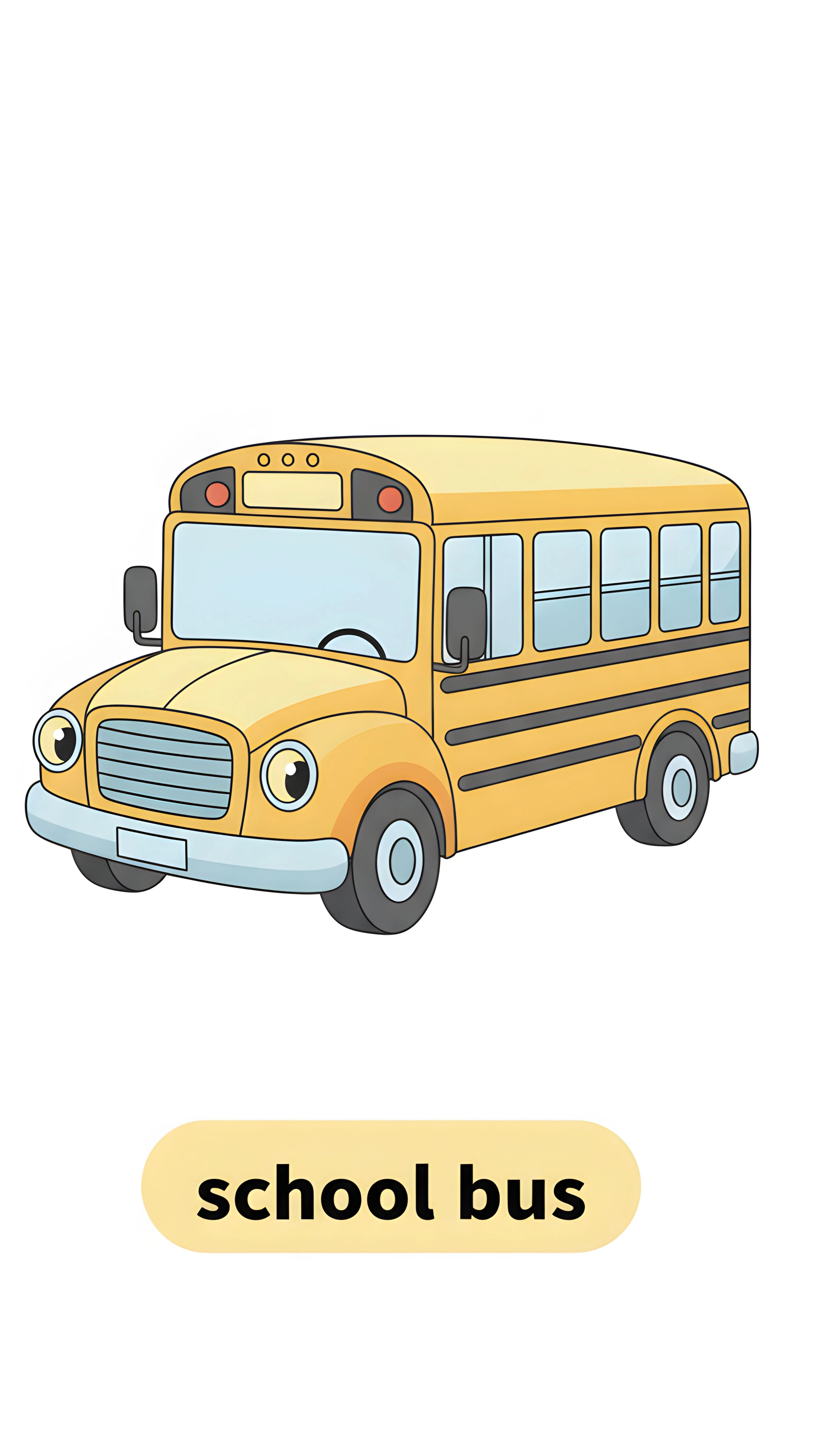 Yellow School Bus Flashcard for Kids - Fun Transport Learning Art